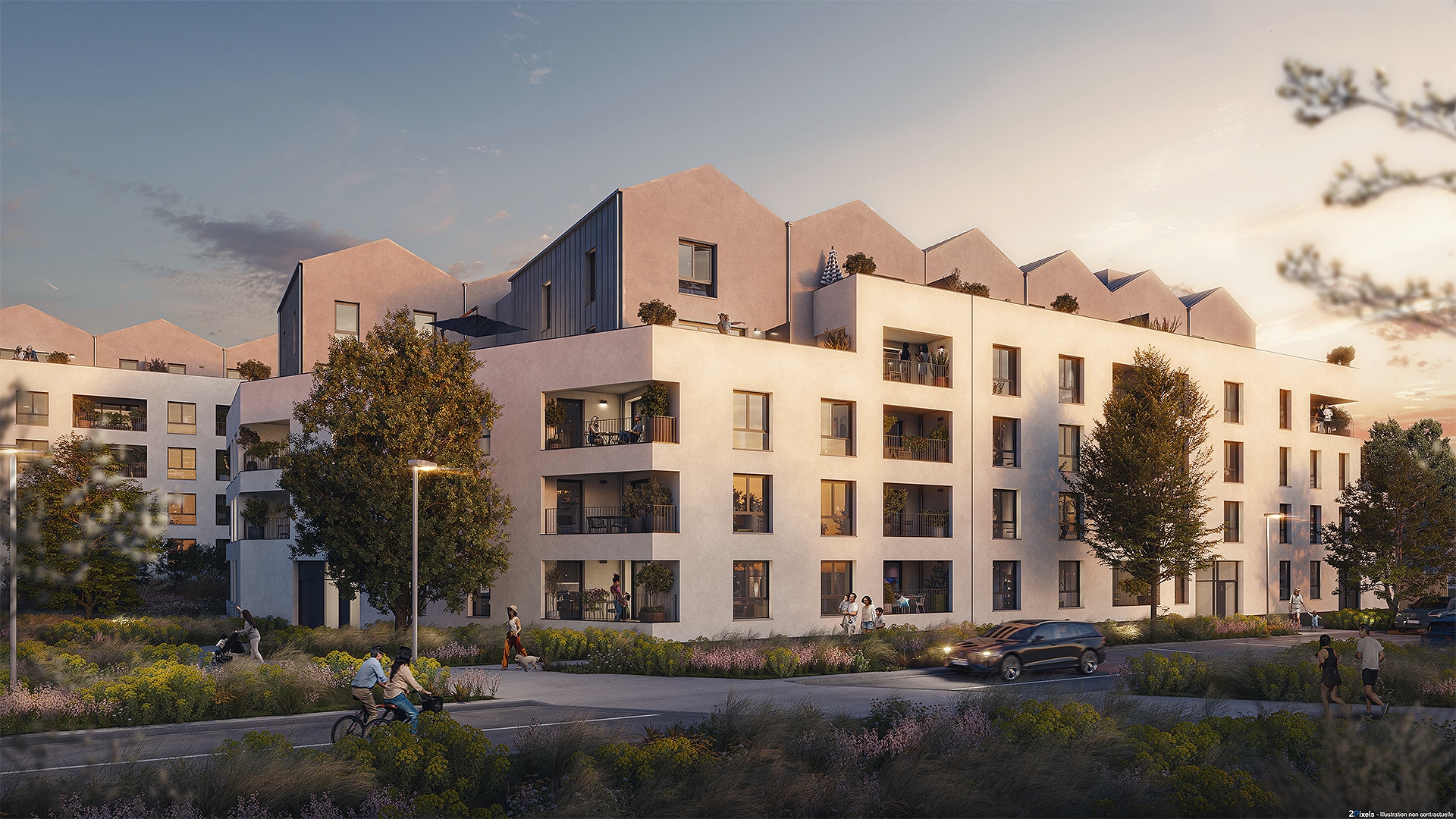 Perspective vue nuit Cassiopee, Fleury-sur-orne